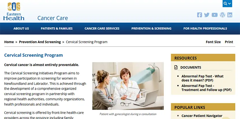 NLHS CERVICAL SCREENING PROGRAM Image